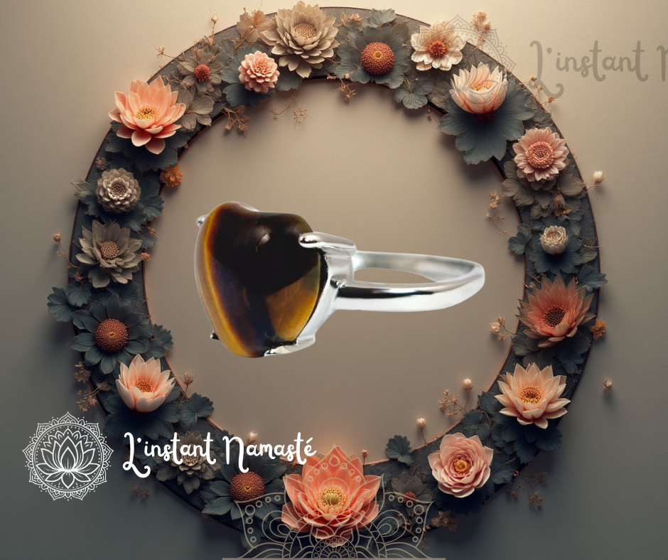 ❤️ Bague Cœur Oeil de Tigre – Protection & Style