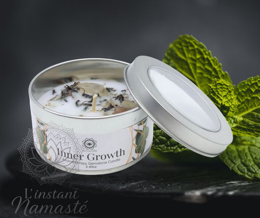 Bougie à la Menthe & Pierre de Lune – Croissance Intérieure et Intuition 🌿