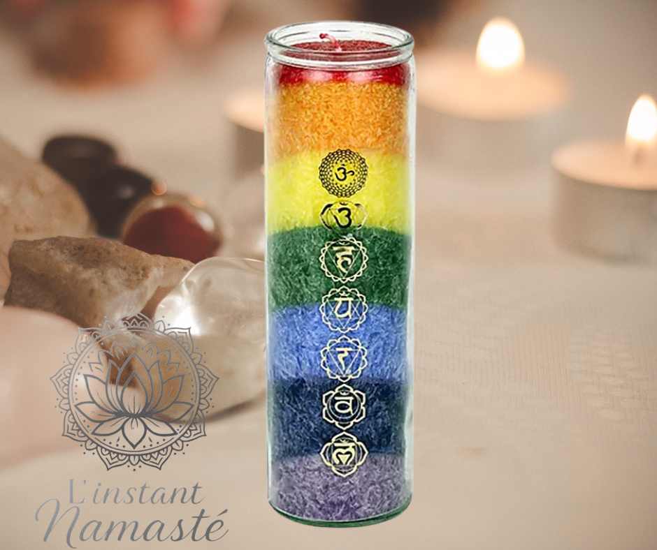Bougie Chakra Parfumée – Chèvrefeuille & Cèdre 🌈