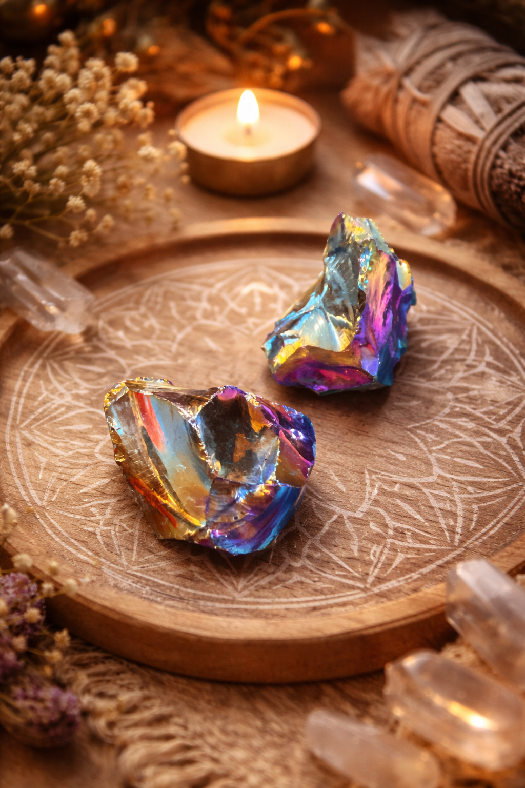 Quartz Aura Arc-en-Ciel – Pierre d’Élévation & Joie