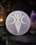 🌙✨ Disque en Sélénite Déesse Lune – 8 cm ✨🌙