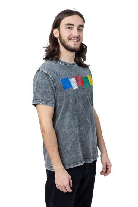 🕊️ T-shirt Unisexe Stonewash – Drapeaux de Prière Népalais 🌾 XL-44