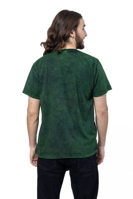 🌿 T-shirt Coton Stonewash – Vert, Imprimé Ôhm & Soleil ✨ XL-44