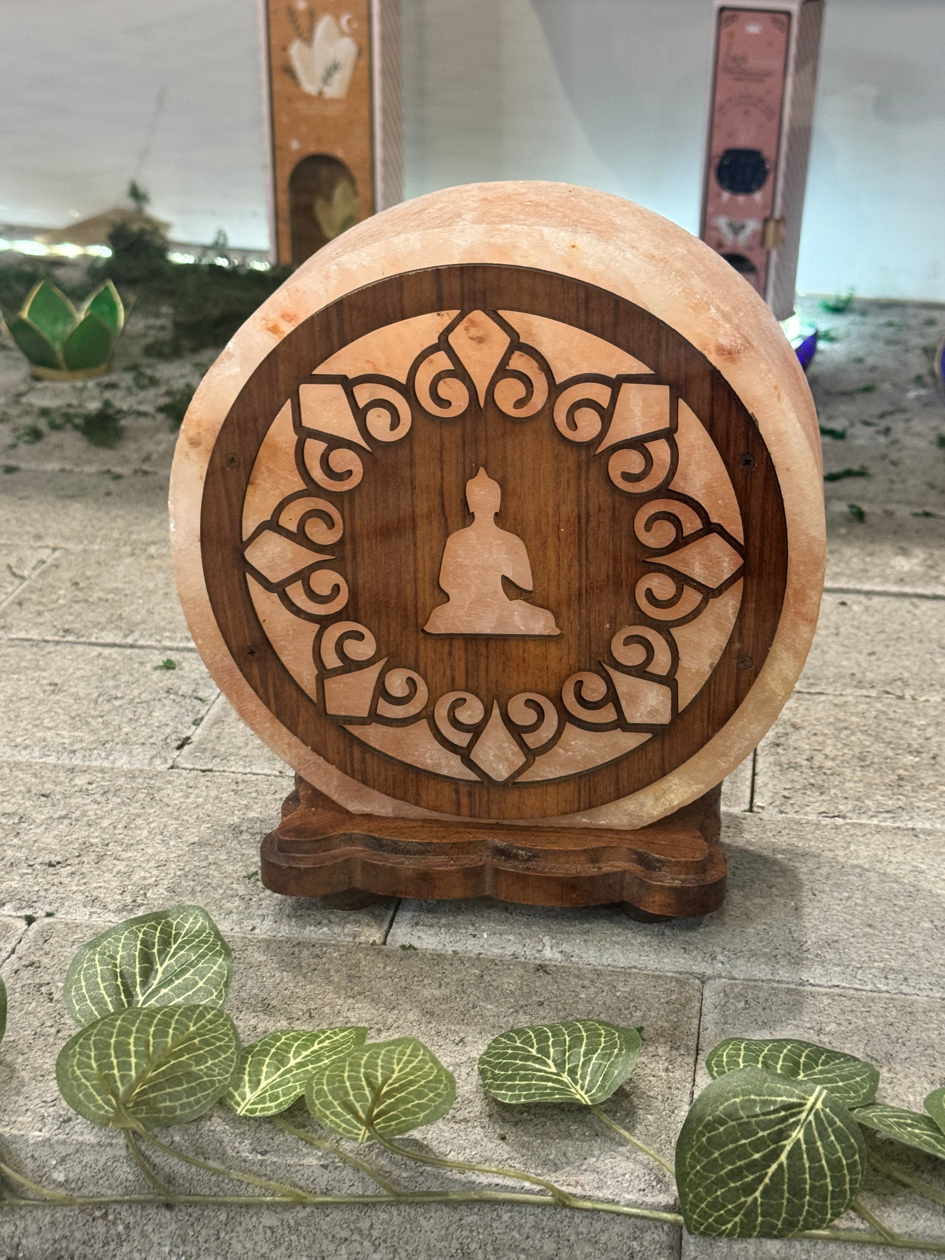 🌙 Lampe de Sel Bouddha Mandala – Lumière Apaisante