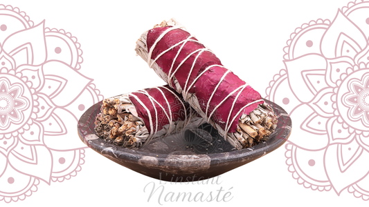 Bâton de Sauge Blanche + Pétale de Rose – 100 mm 🌸
