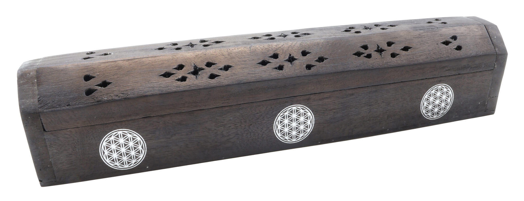 🌸 Porte-Encens Bois Coffret Fleur de Vie – 30 cm