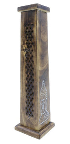 🧘 Porte-Encens Bois Tour Bouddha – 30 cm