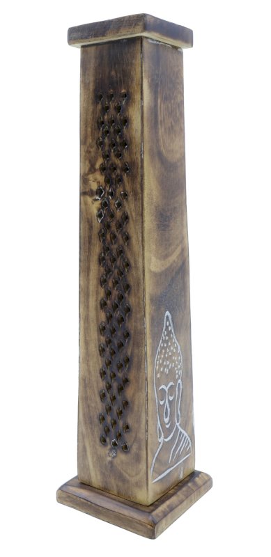 🧘 Porte-Encens Bois Tour Bouddha – 30 cm