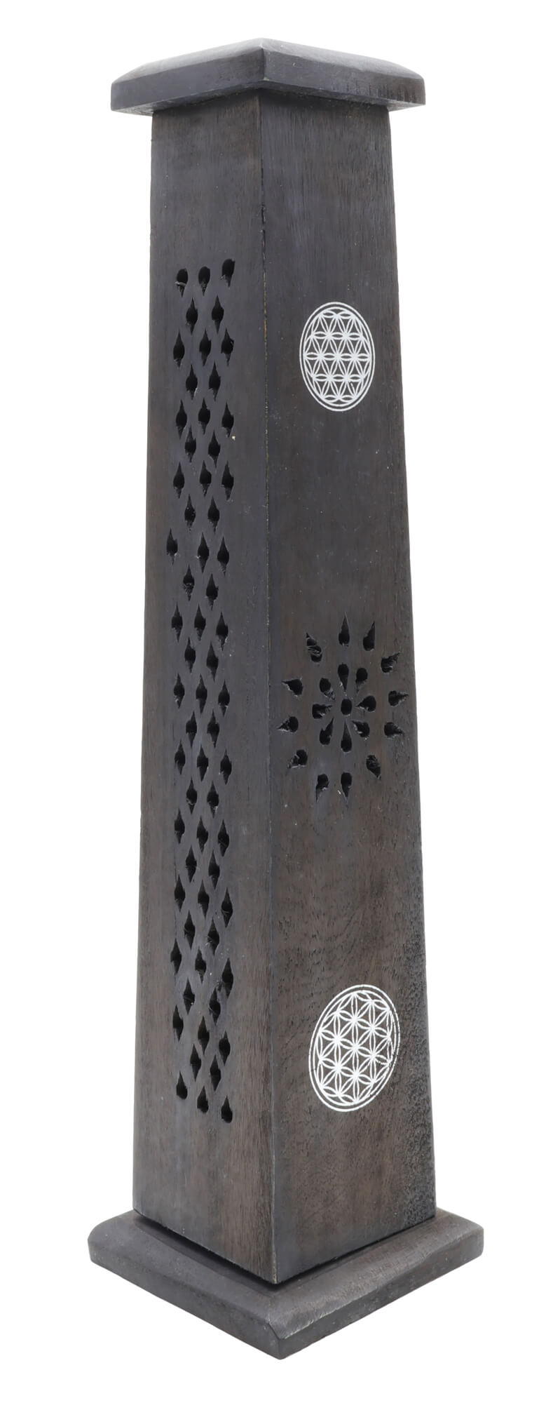 🌸 Porte-Encens Bois Tour Fleur de Vie – 30 cm