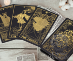 ✨ Ensemble de Cartes de Tarot avec Feuille d’Or et Livre – Coffret Cadeau ✨