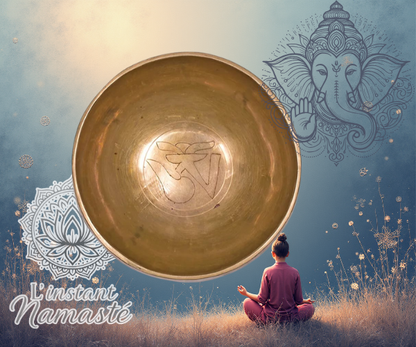 🌿 Bol chantant tibétain gravé OM – 30 cm (2600-2800 g) ° Sur commande