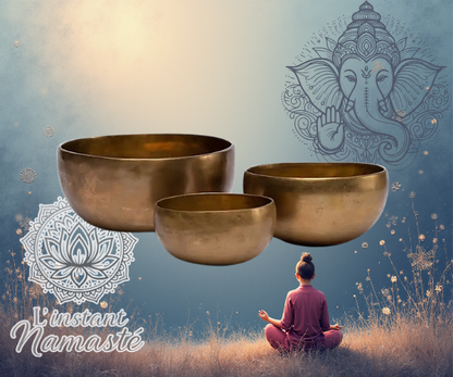 🌿 Bol chantant tibétain gravé OM – 30 cm (2600-2800 g) ° Sur commande