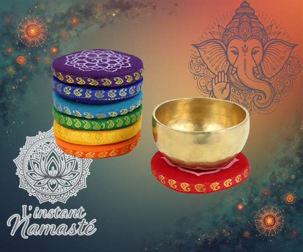 🌿  Coussins pour bols chantants – Grand format Ø 14,5 cm (Chakras) ° Sur commande