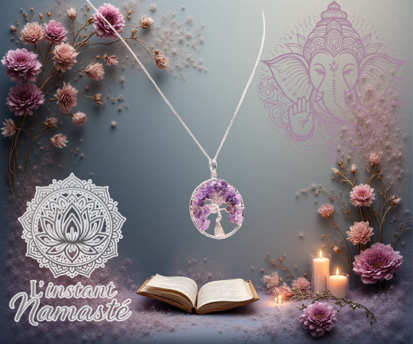 🌳 Pendentif Arbre de Vie en Améthyste – 40 mm
