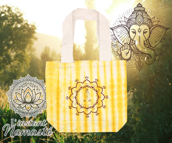 🌸 Sac en coton Tie-Dye “Main Namasté”