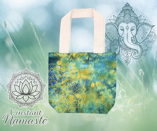 🌈 Tye-Dye Cotton Bag « Mandala / Green-Blue »