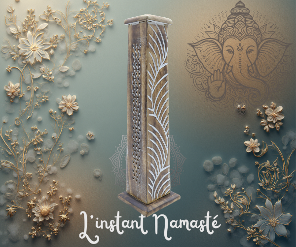 🕊️ Porte-Encens Bois « Tour Feuilles » 30 cm