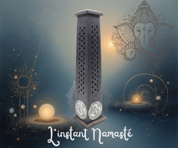 🕉️ Porte-Encens Bois “Tour Om” – 30 cm