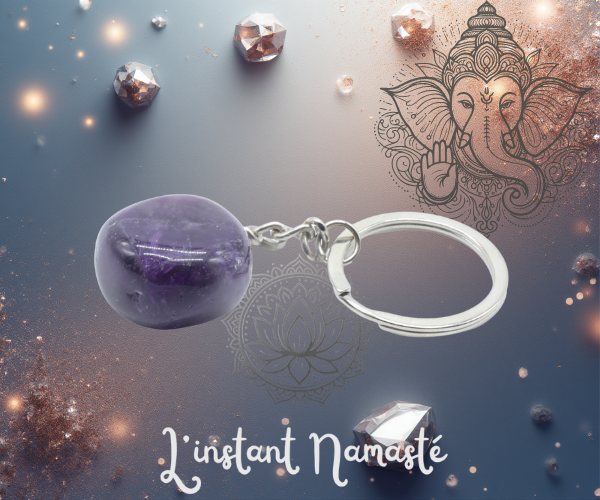 💜 Porte-clé en améthyste roulée (env. 2-3 cm).