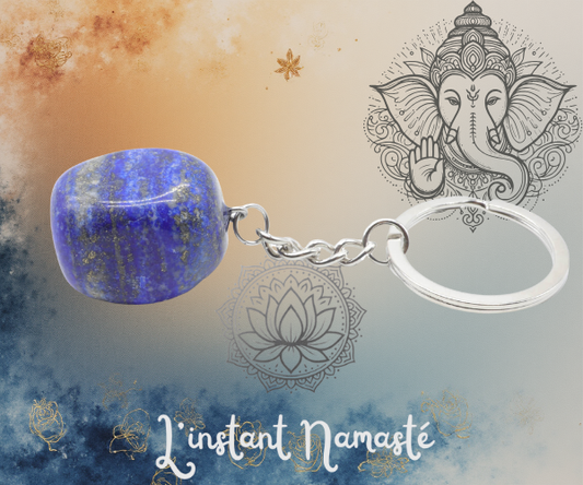 🌌 Porte-clé en lapis-lazuli roulé (~3 cm)