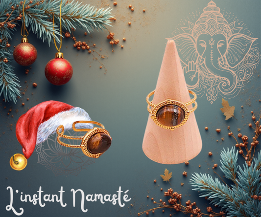 🧿 Bague Sahira dorée – Pierre : Œil de Tigre