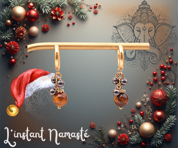 ✨ Boucles d’Oreilles Ornel – Hématite & Œil de Tigre ✨