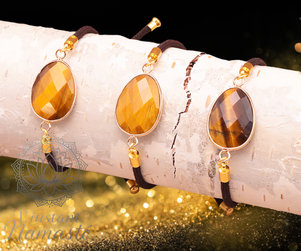 🐯 Bracelet cordon réglable Oeil de Tigre ✨