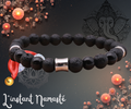 🔗 Bracelet Kahel Argenté – Onyx & Pierre de Lave