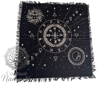 🌙 Tissu d’Autel Ésotérique “Lune & Soleil” 🌞