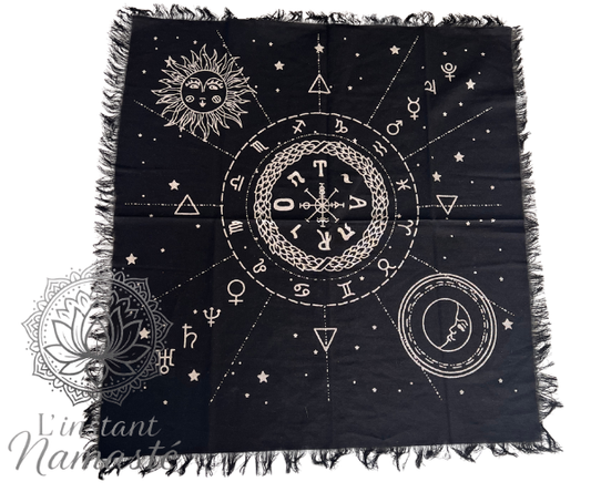 🌙 Tissu d’Autel Ésotérique “Lune & Soleil” 🌞