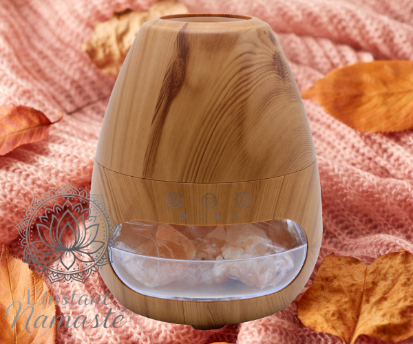 🌋 Diffuseur d’Huiles Essentielles « Vase Bois Himalaya » – Effet Flammes 🔥