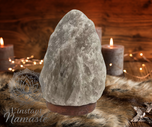 🌑 Lampe de Sel Himalaya Brute Grise 🌘