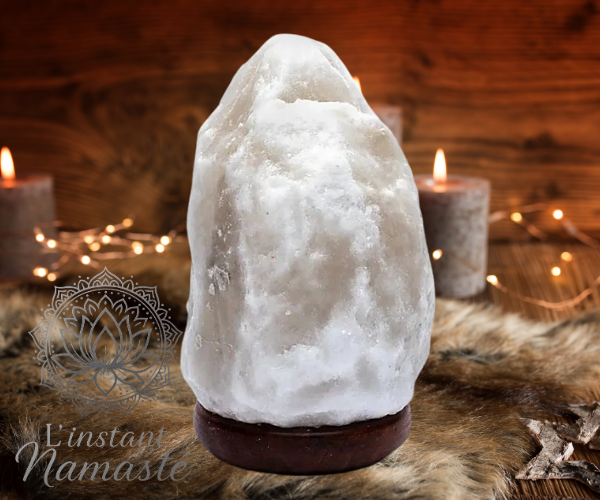 🤍 Lampe de Sel Himalaya Brute Blanche 🌕✨