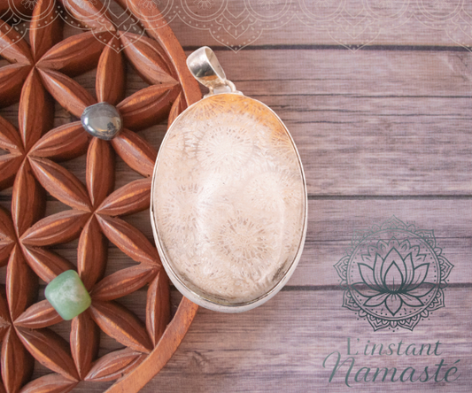 Sur commande 🌊 Pendentif Argent 925 « Corail Fossile » AA — 14,94 g