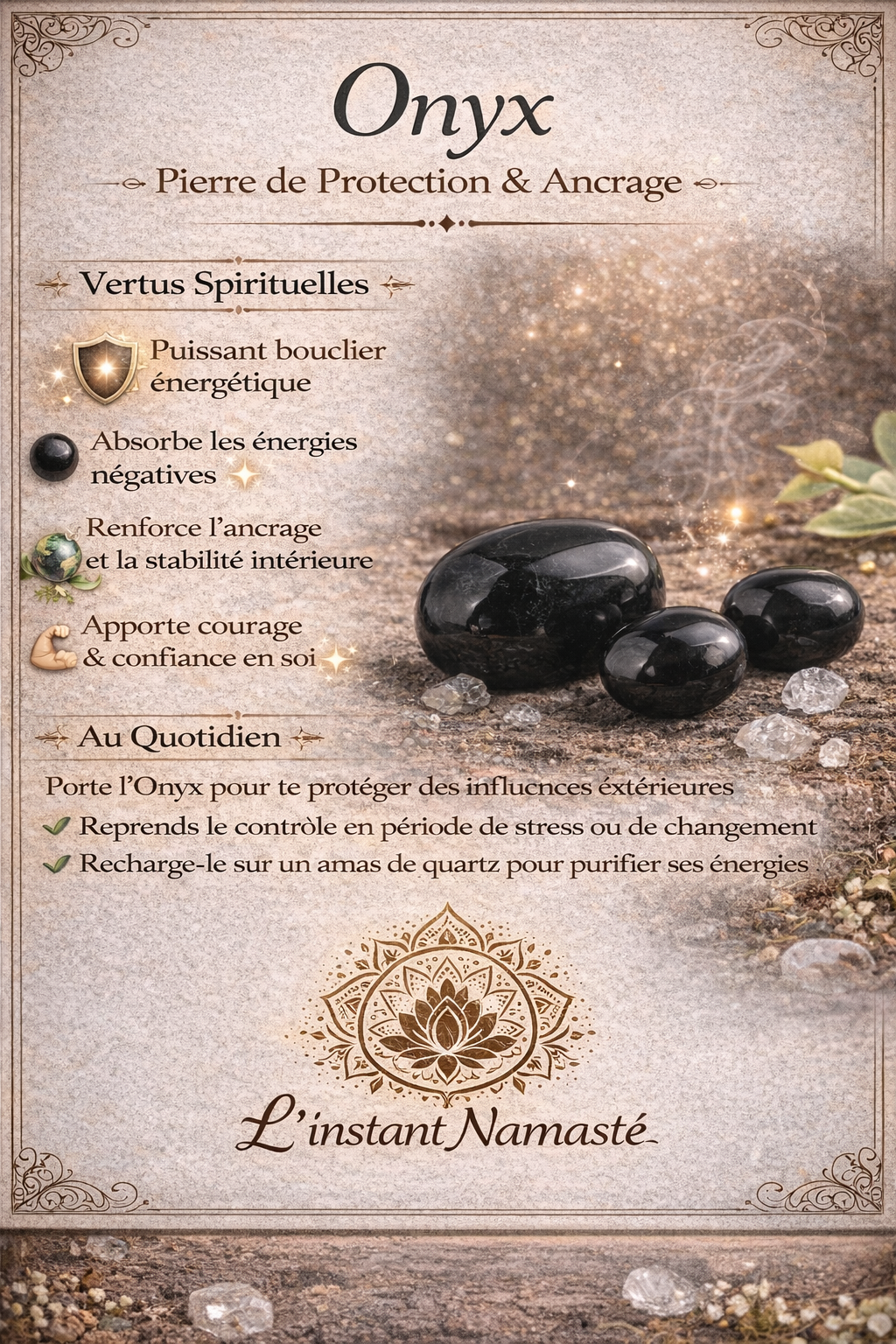 🐂 Bracelet Aska — Cuir Noir • Œil de Taureau & Onyx