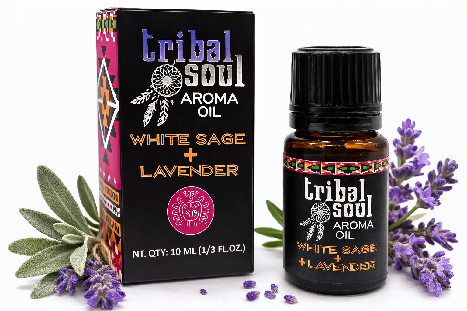 🌿 Huile Parfumée Tribal Soul – Sauge Blanche & Lavande (10 mL)