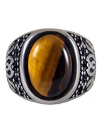 🐅 Bague Chevalière Acier – Œil de Tigre (Protection &amp; Confiance) ✨