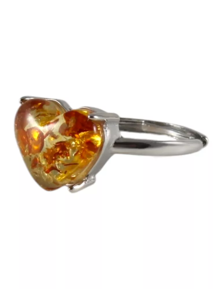 ❤️ Bague Cœur – Ambre naturel (15 mm) A