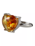 ❤️ Bague Cœur – Ambre naturel (15 mm) A