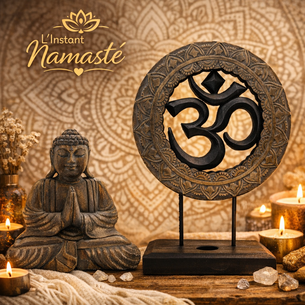 ✨ Ensemble Bouddha Feng Shui – Om – Gris & Noir