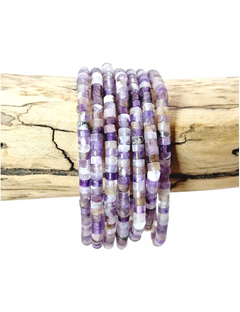 💜 Bracelet Améthyste Perles Heishi – Sérénité & Intuition ✨