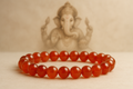 BRACELET BOULE 08MM CORNALINE A / Ganesh en fond 