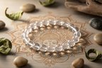 BRACELET BOULE 08MM CRISTAL DE ROCHE AB 8 MM - Fond nature , madalas , Ganesh 