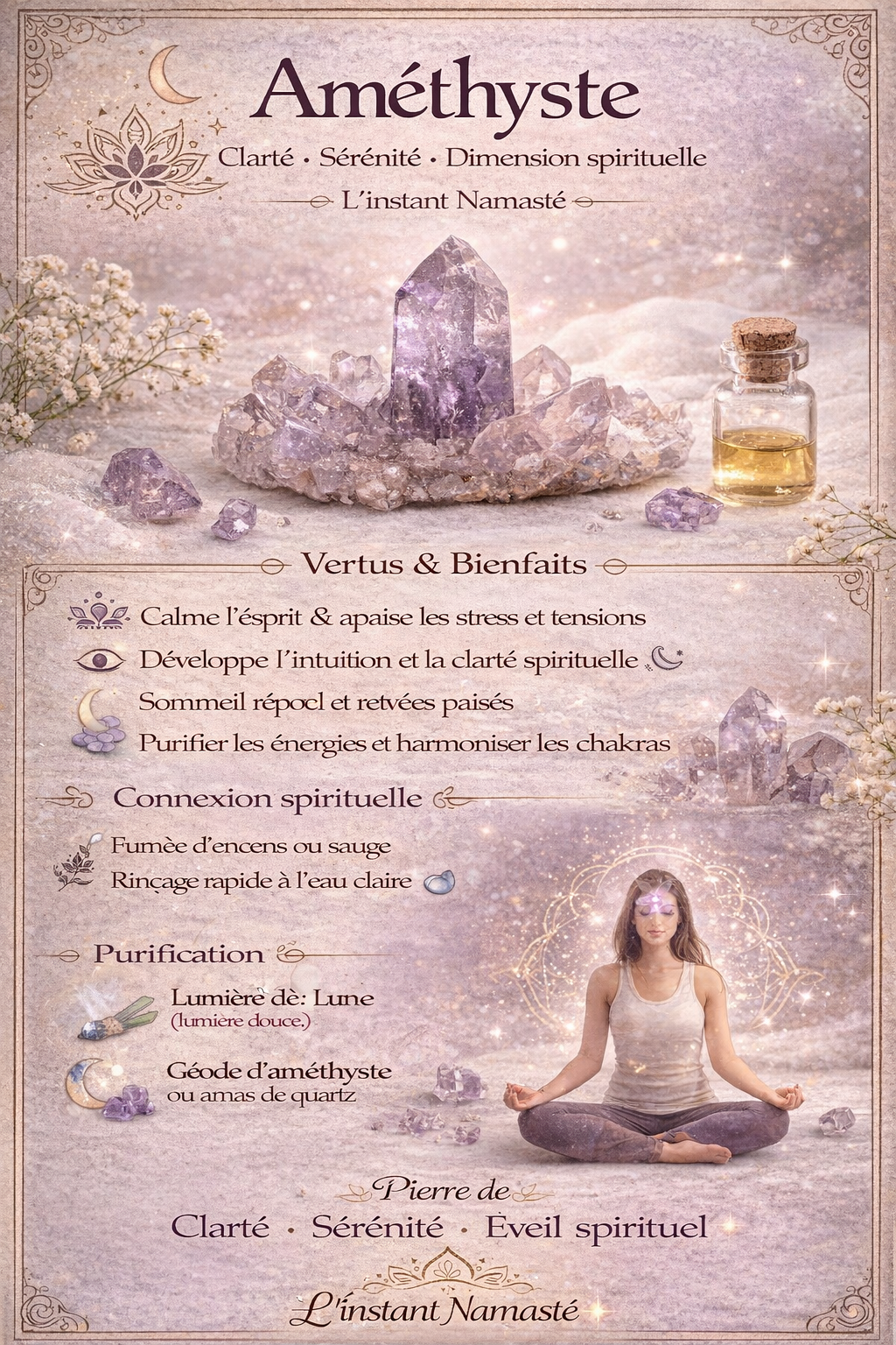 🌿 Bracelet Diffuseur d’Huiles Essentielles — Perles 8 mm Améthyste