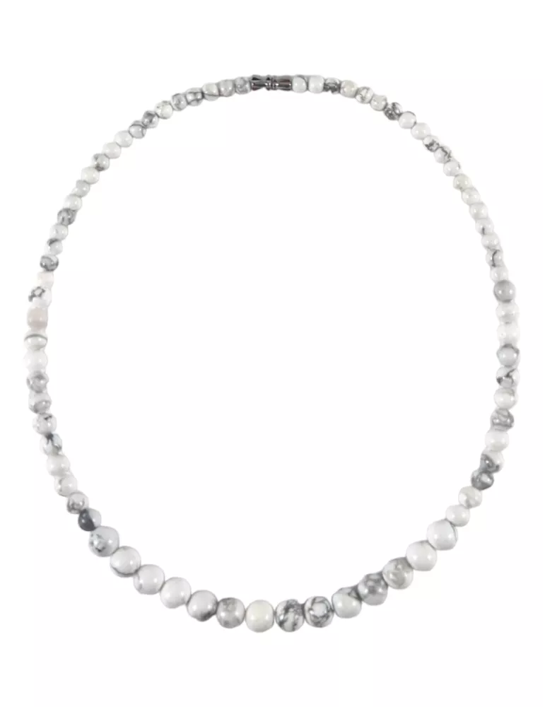 🪷 Collier en Howlite AA – Perles naturelles (4 / 6 / 8 mm)