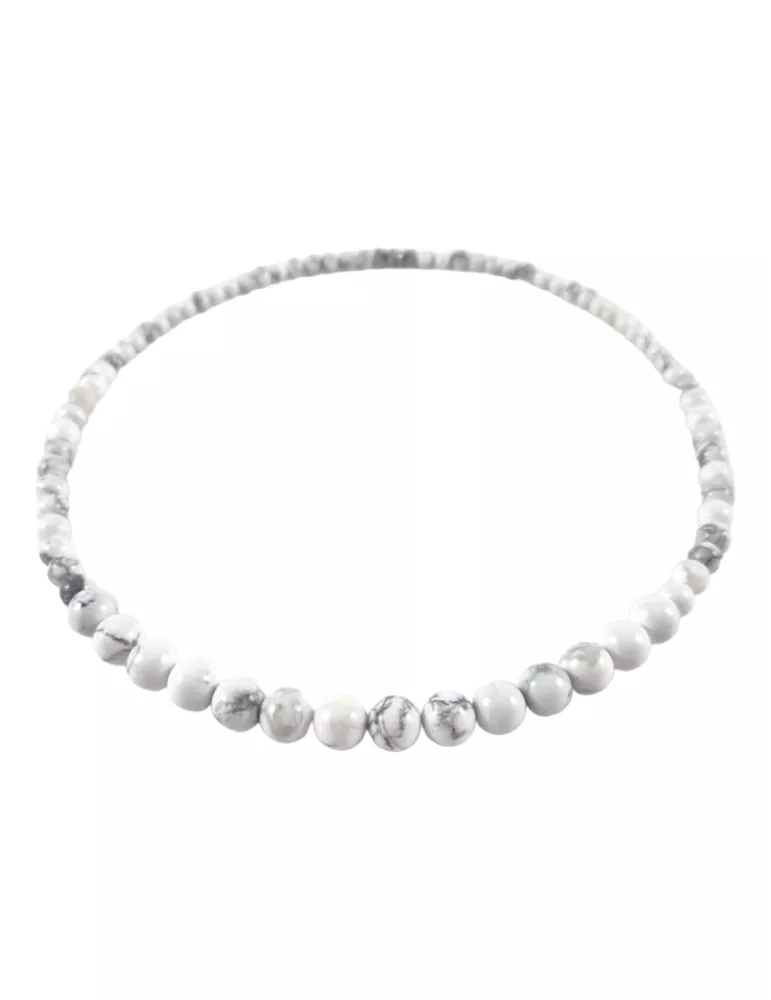 🪷 Collier en Howlite AA – Perles naturelles (4 / 6 / 8 mm)
