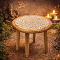 🌸 Table d’Appoint Fleur de Vie – Bois de Manguier