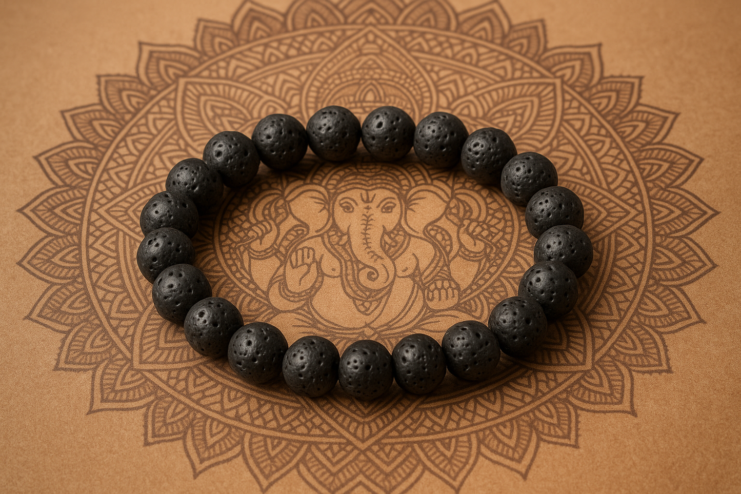 enlève le détails Ganesh du bracelet, un bracelet simple en pierre de lave 