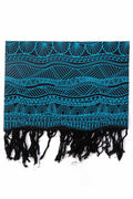 🌊 Foulard / Étole Coton Nepal – Motif Ethnique Blue Graphic 🧵