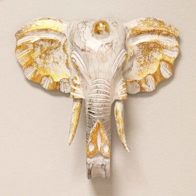 Grande Tête d’Éléphant 🐘✨Or & Blanc
